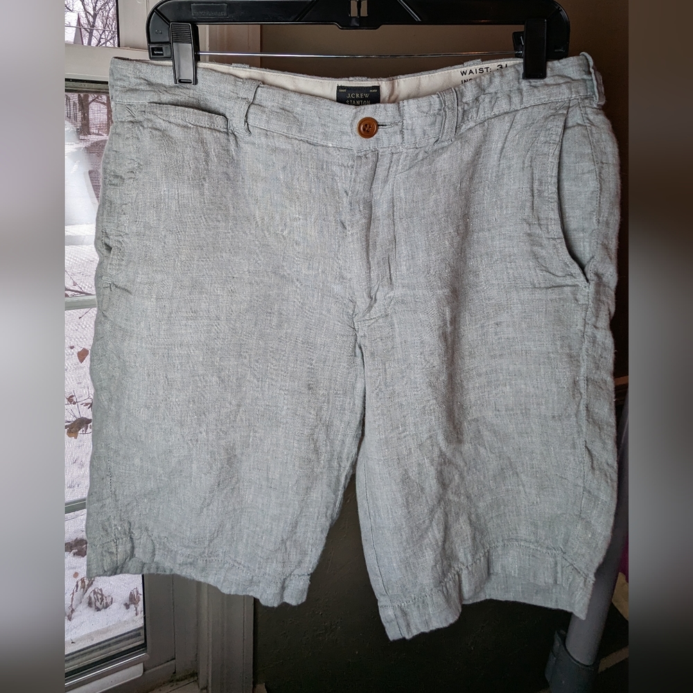 size 31 linen blend J. Crew Stanton gray men's shorts.